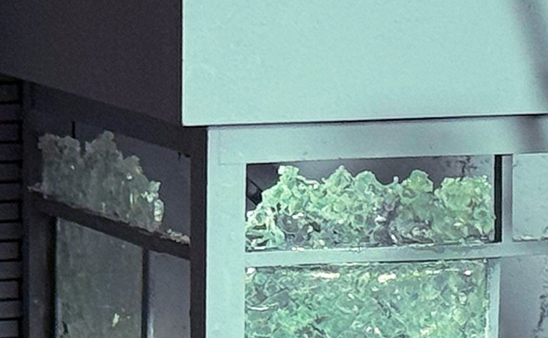 remannt closeup of broken window remnants made with shatter