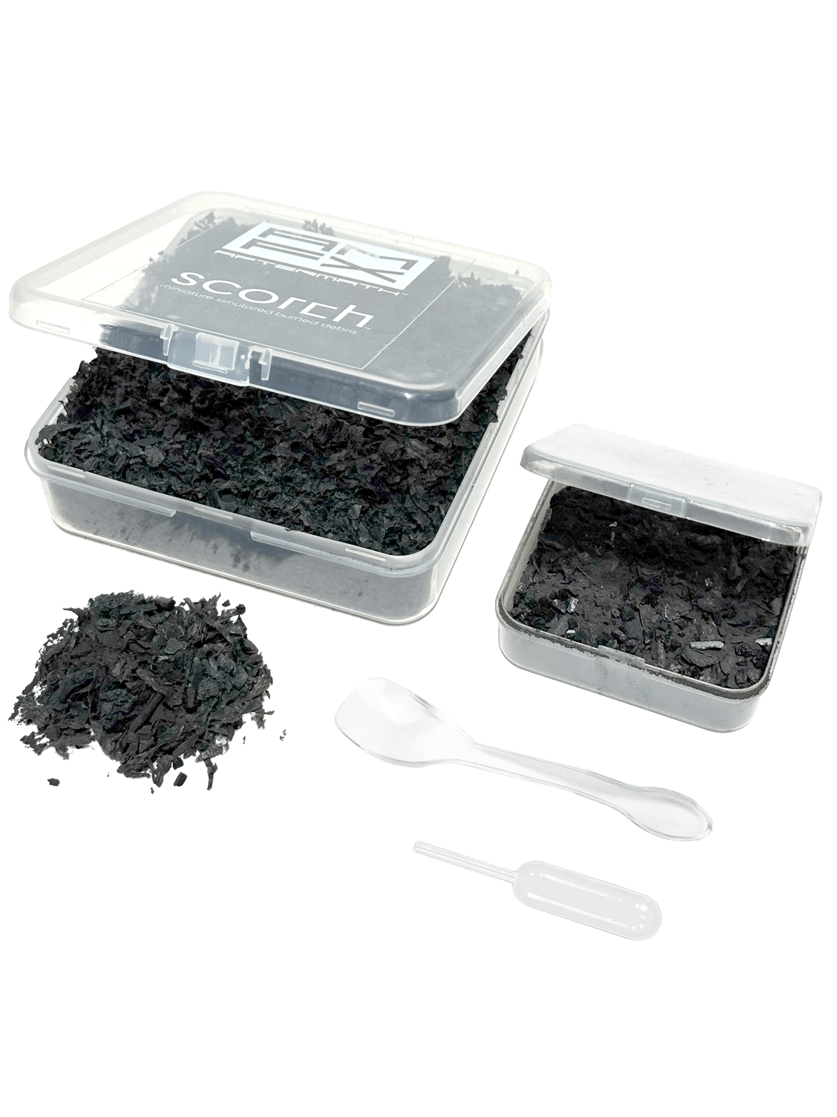 scorch product packaging opened displaying contents: 2 part system, pipette and plastic scoop
